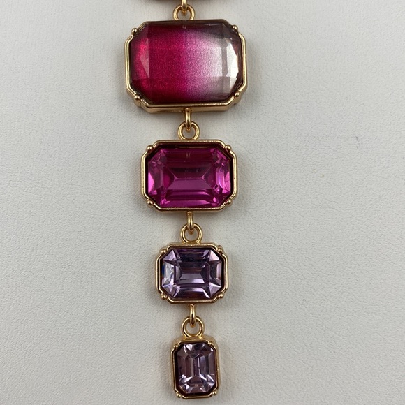 4/$20 A New Day Pink, Purple Rhinestone Gem and Gold Tone Chain Pendant Necklace - Picture 4 of 6